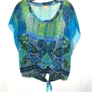 Sheer Boho Top (XL) – Flowy & Beachy Vibes! 💙✨